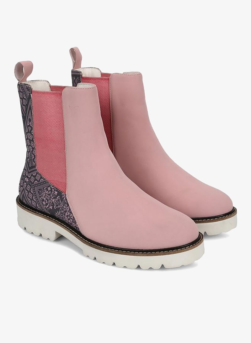 YOHO Pink Comfortable Lightweight Printed Boots - Image 4