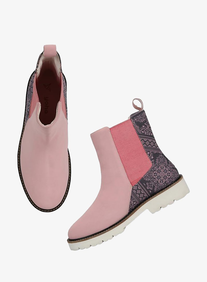 YOHO Pink Comfortable Lightweight Printed Boots - Image 5