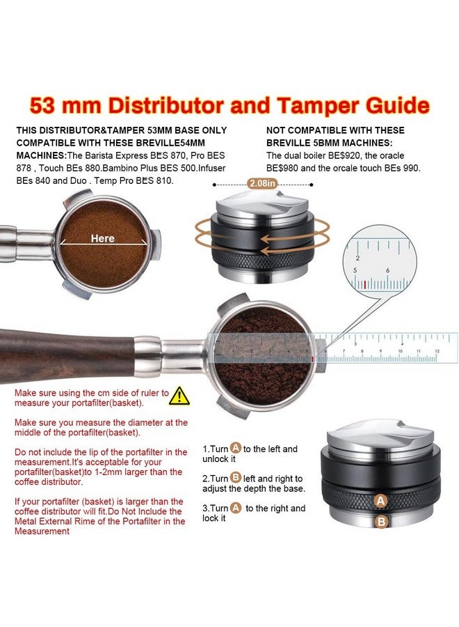 Supvox® 53mm Espresso Coffee Distributor & Tamper Stainless Steel Coffee Tamper Adjustable Espresso Leveler & Tamper Fit for Delonghi Dedica & La Specialista Portafilter - Image 2
