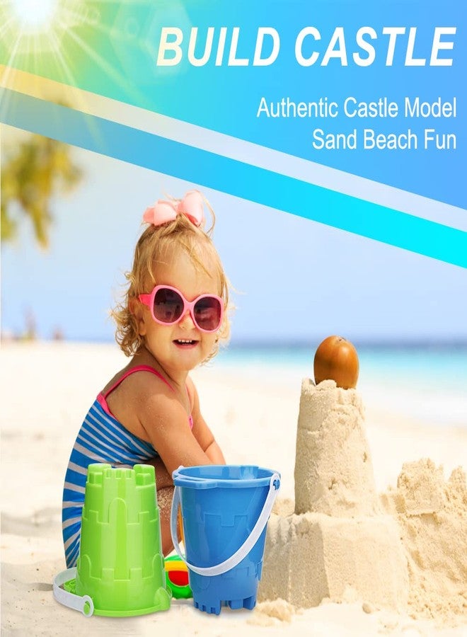 Anzmtosn Jumbo Castle Model Beach Gear 7" Large Sand Buckets Pails Beach Water Pool Gardening Bath Toy Environmentally ABS Durable Thick Plastic Complete Gift Set Bundle For Kids Boys Girls- 3 Pack Green Blue - Image 4