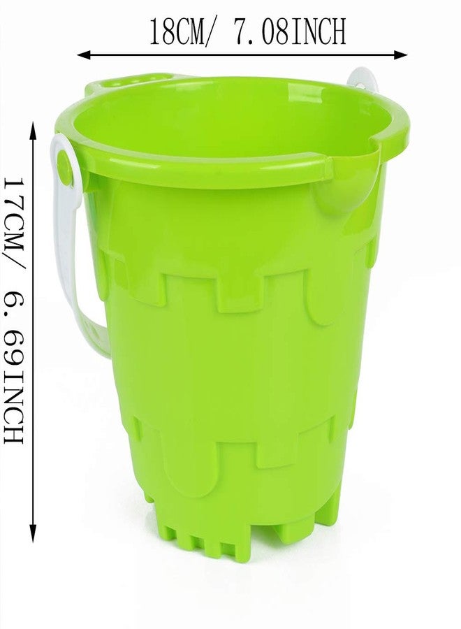 Anzmtosn Jumbo Castle Model Beach Gear 7" Large Sand Buckets Pails Beach Water Pool Gardening Bath Toy Environmentally ABS Durable Thick Plastic Complete Gift Set Bundle For Kids Boys Girls- 3 Pack Green Blue - Image 2