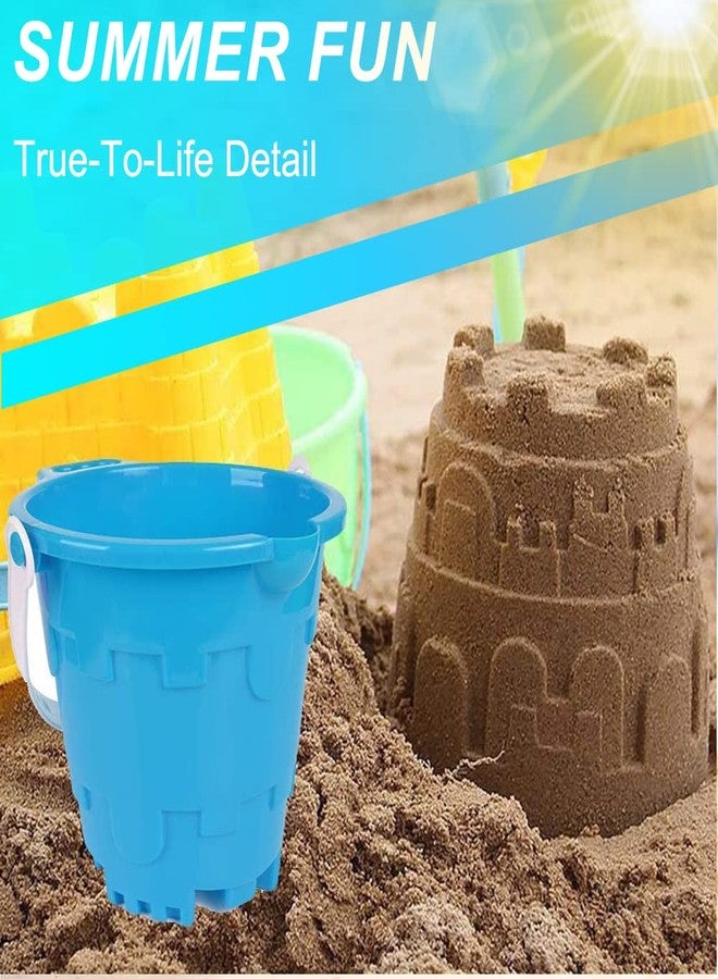 Anzmtosn Jumbo Castle Model Beach Gear 7" Large Sand Buckets Pails Beach Water Pool Gardening Bath Toy Environmentally ABS Durable Thick Plastic Complete Gift Set Bundle For Kids Boys Girls- 3 Pack Green Blue - Image 5