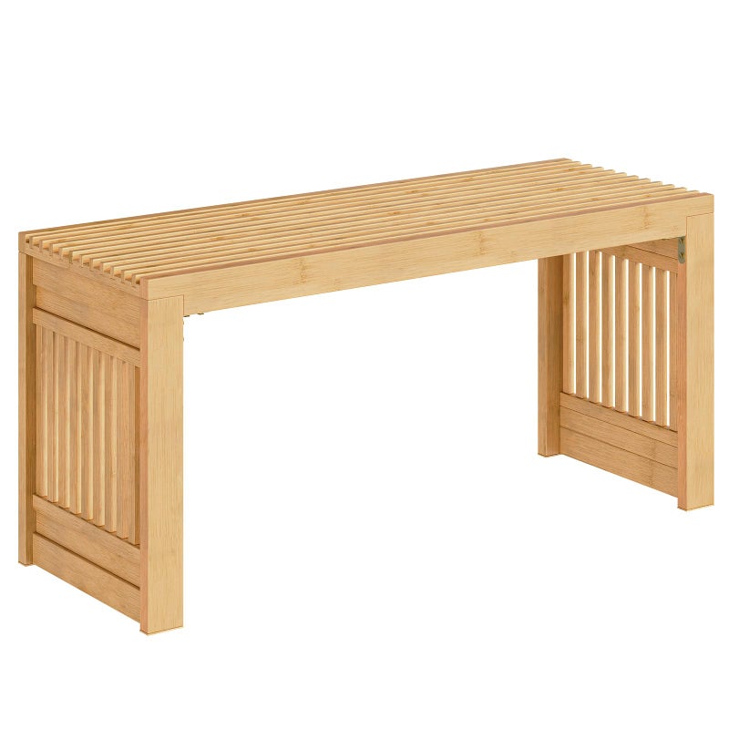 HOOBRO Bamboo Dining Bench, 35 inch Farmhouse Kitchen Table Bench, Solid Bamboo Dining Room Bench for Kitchen, Living Room, Hallway, Bedroom, Natural YL16CD01 - Image 1