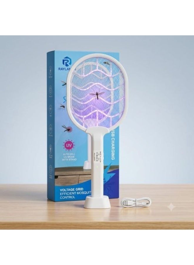 2-in-1 Electric Mosquito Swatter with USB Rechargeable Base - Image 1