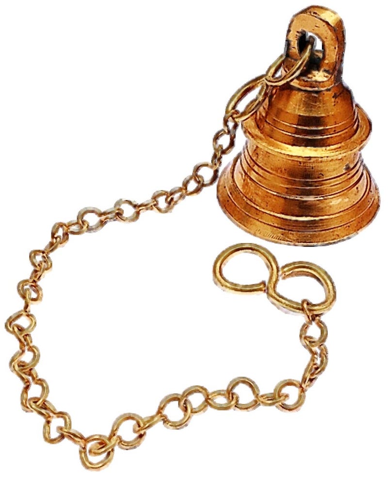 Purpledip Brass Hanging Bell: Melodious Ringing Sound Ghanti for Home Temple (11005A) - Image 2