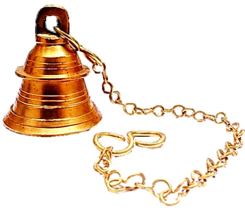 Purpledip Brass Hanging Bell: Melodious Ringing Sound Ghanti for Home Temple (11005A) - Image 4