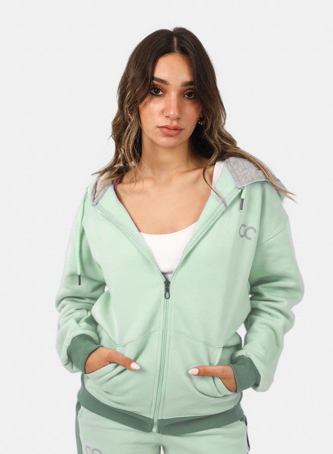 SHECHICK Shechick Two-Tones Mint Zipper Hoodie - Image 1