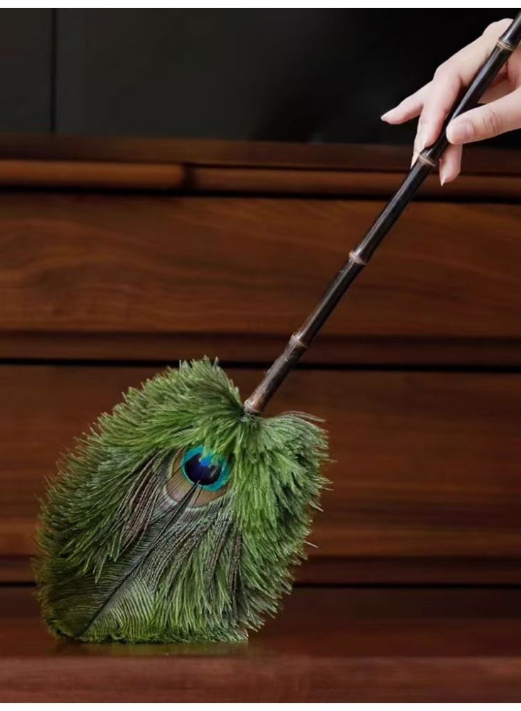 Premium Retro Ostrich & Peacock Feather Duster | Anti-static, Dense Bristles, Household Dust Cleaning Essential - Image 2