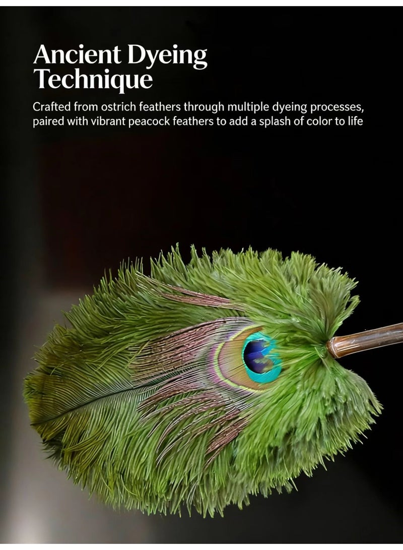 Premium Retro Ostrich & Peacock Feather Duster | Anti-static, Dense Bristles, Household Dust Cleaning Essential - Image 3