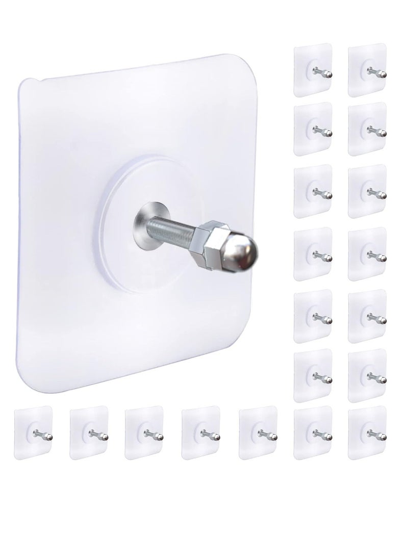 Generic - 20 PCS Adhesive Hooks Heavy Duty, Wall Hooks for Hanging,Wall Hangers without Nails,2 in 1 Screw Free Sticker for Wall Mount Shelf,Waterproof Rustproof (16mm) - Image 1