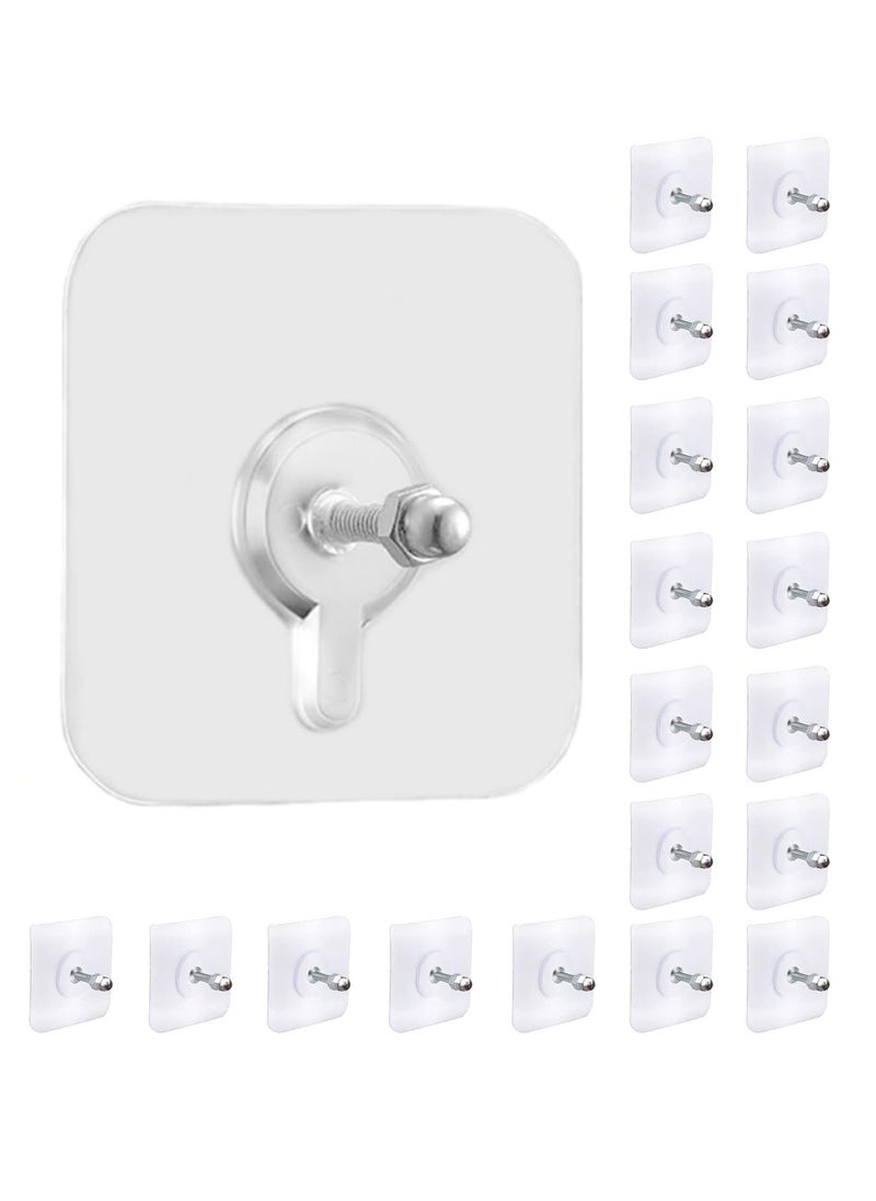 Generic - 20 PCS Adhesive Hooks Heavy Duty, Wall Hooks for Hanging,Wall Hangers without Nails,2 in 1 Screw Free Sticker for Wall Mount Shelf,Waterproof Rustproof (16mm) - Image 1