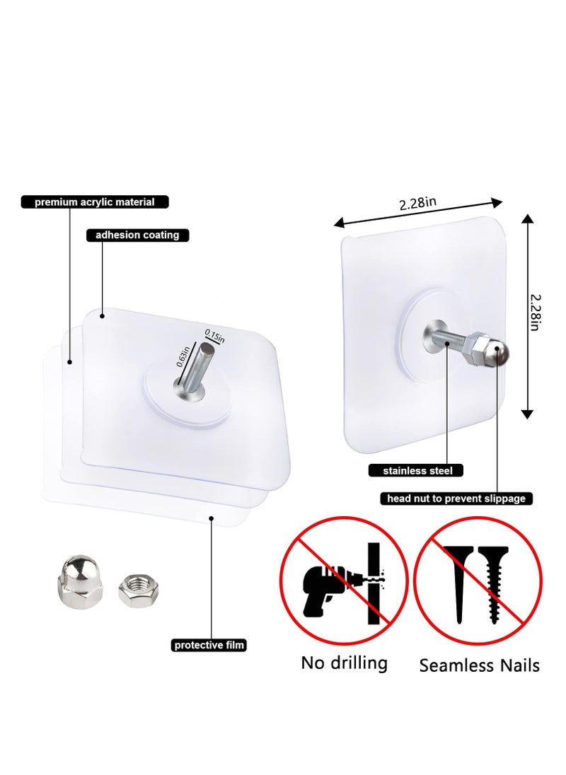 Generic - 20 PCS Adhesive Hooks Heavy Duty, Wall Hooks for Hanging,Wall Hangers without Nails,2 in 1 Screw Free Sticker for Wall Mount Shelf,Waterproof Rustproof (16mm) - Image 1