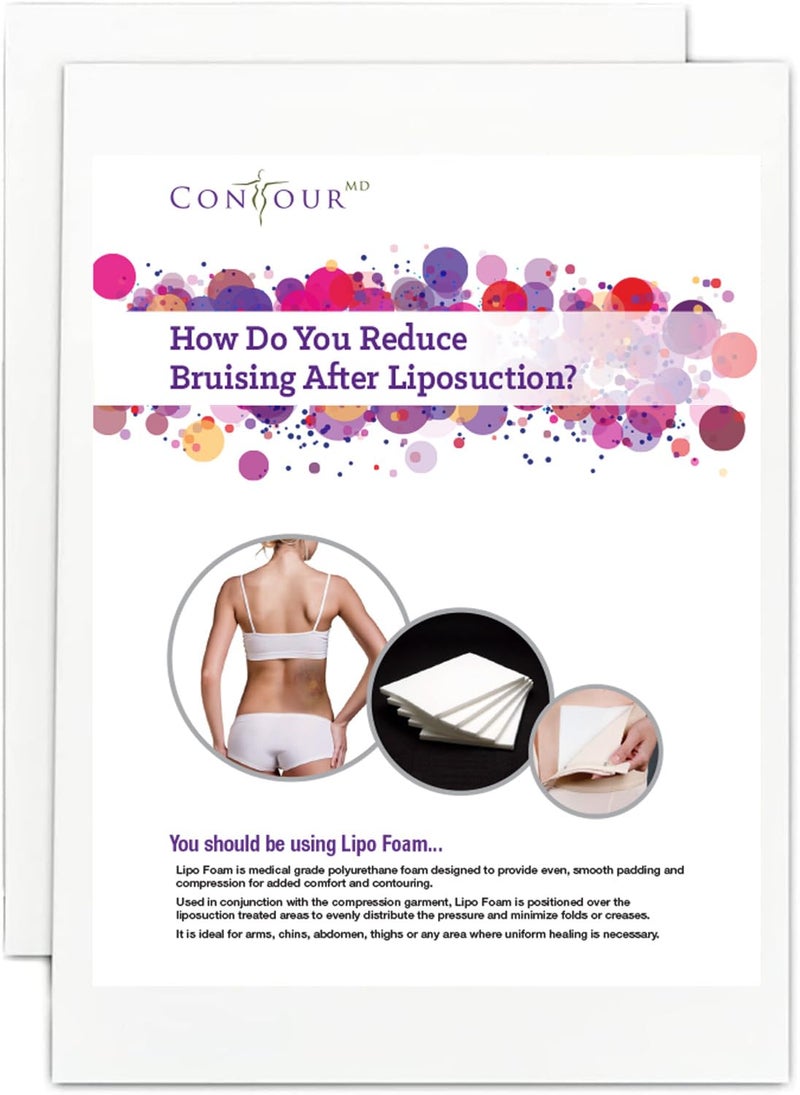 ContourMD Medical Grade Post Lipo Foam Compression Sheets Post Surgery Compression Garment after Liposuction Tummy Tuck AB Flattening BBL More Surgery Recovery Supplies 3Sheet Set