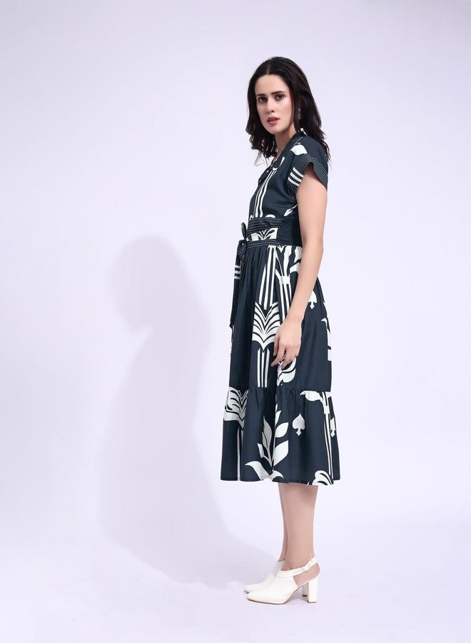 PURVAJA Women’s Maxi Cotton Blend Dress (Floe-277-XL_Dark Blue) - Image 2