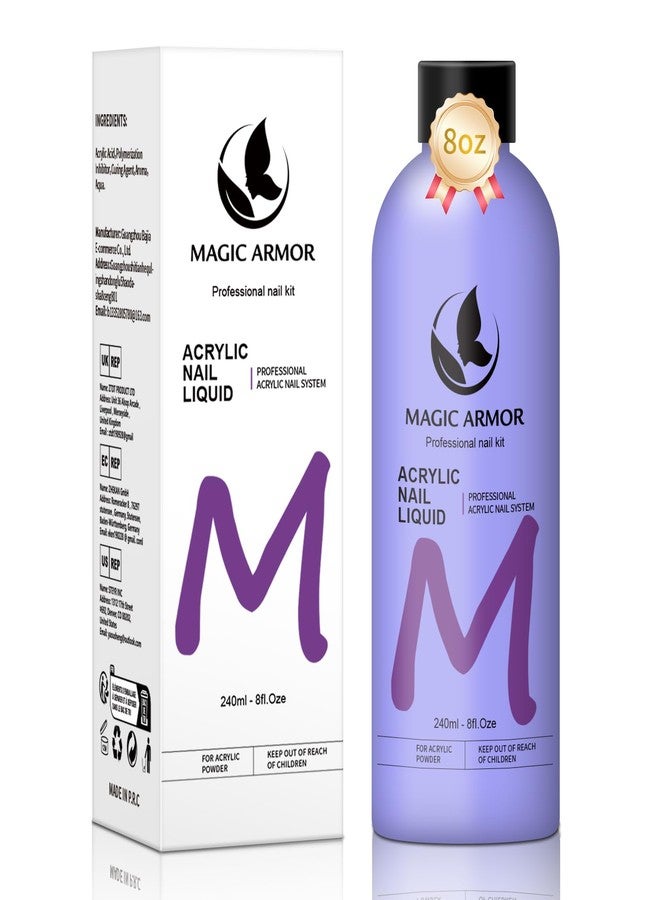 MAGIC ARMOR 8FL.OZ Acrylic Liquid Monomer Acrylic Nail Liquid Non-Yellowing Acrylic Liquid Professional EMA Monomer Liquid for Acrylic Nail Extension and Carving, DIY Home Nail Salon Use - Image 1