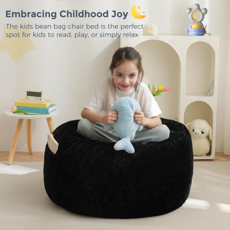 MAXYOYO Bean Bag Chair Bed for Kids, Convertible Bean Bag Folds from Lazy Chair to Floor Mattress Bed, Stuffed Floor Sofa Couch Sofa Bed for Boys and Girls, High-Density Foam Filling, Black - Image 5
