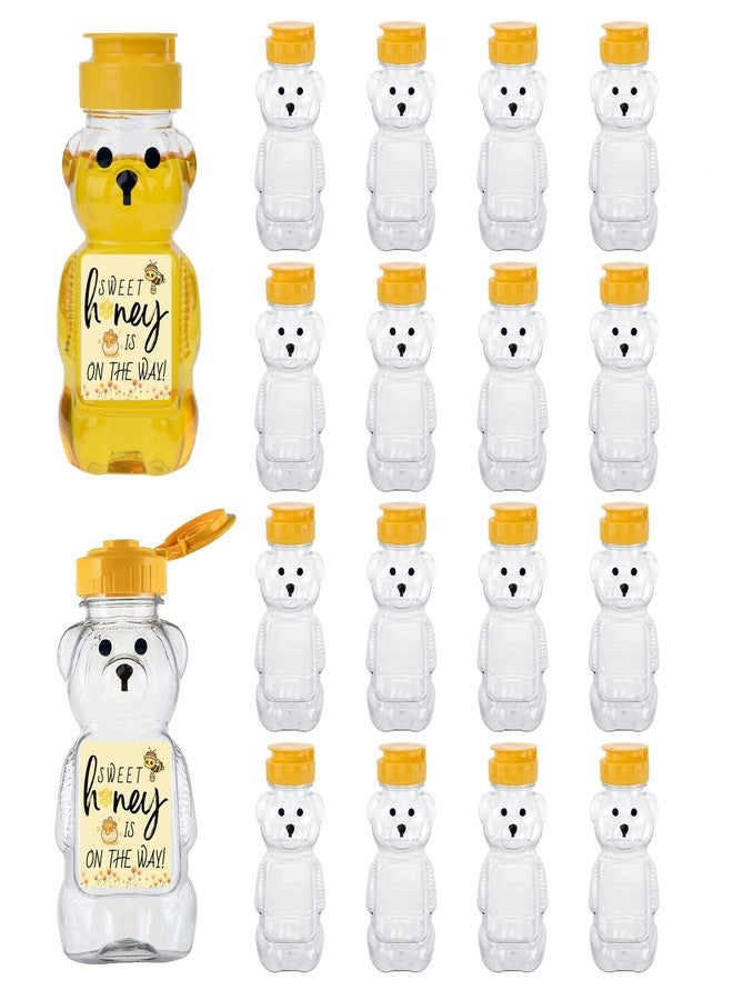 MOLADRI 18 Pack Plastic Bear Honey Bottle Jars, Empty 5 Fluid Oz Honey Squeeze Container with Flip-lid, Reusable Mini Bear Shaped Juice Bottles for Party (150 ml) - Image 1