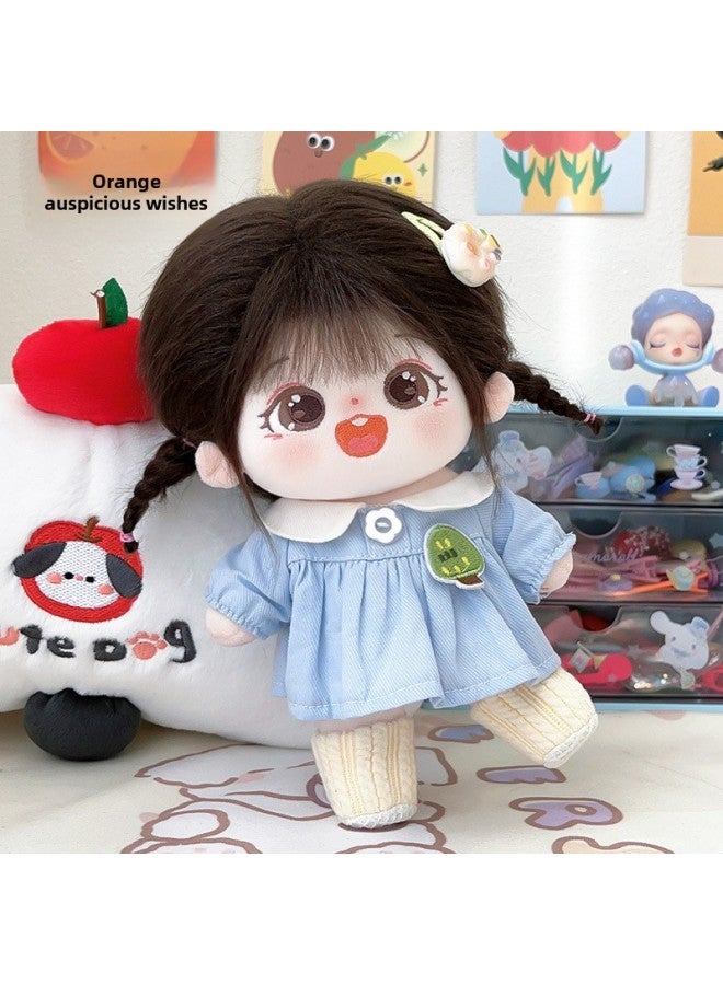Chestnut Cotton Doll Clothes 20cm Skeleton Nude Baby Can Be Changed Plush Doll Cute Doll Doll Clothes-Specifications:20cm (skeleton Has Been Taken Care Of)-Color:[Gift Box Version] Chestnut Nude Baby + Owl Skirt + Gift