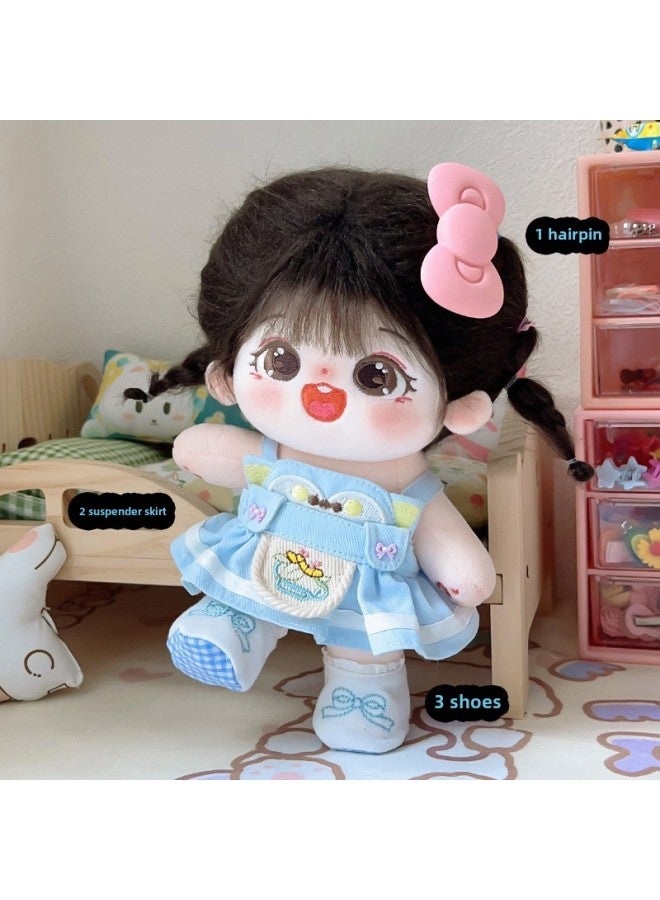Chestnut Cotton Doll Clothes 20cm Skeleton Nude Baby Can Be Changed Plush Doll Cute Doll Doll Clothes-Specifications:20cm (skeleton Has Been Taken Care Of)-Color:[Gift Box Version] Chestnut Nude Baby + Owl Skirt + Gift
