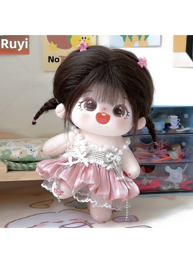 Chestnut Cotton Doll Clothes 20cm Skeleton Nude Baby Can Be Changed Plush Doll Cute Doll Doll Clothes-Specifications:20cm (skeleton Has Been Taken Care Of)-Color:[Gift Box Version] Chestnut Nude Baby + Owl Skirt + Gift