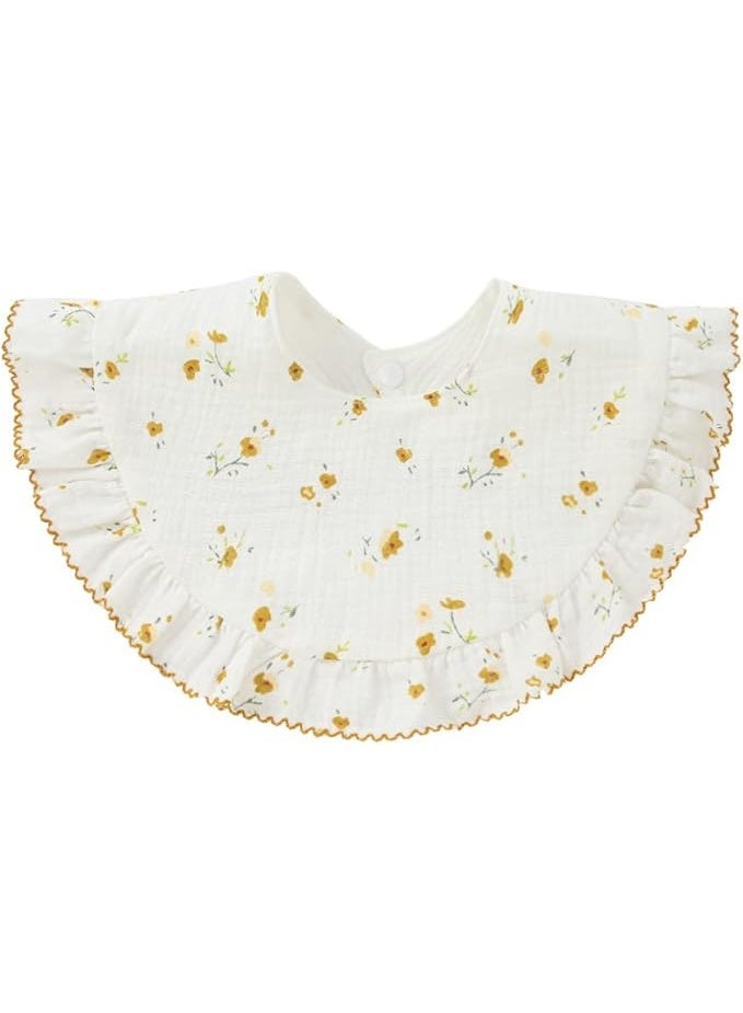 Nishine 4 pcs Unisex Baby Muslin Bandana Drool Bibs 360 Degree Rotatable Cotton Teething Feeding Drooling Bibs for Boy Girl Flower Set  - Image 2