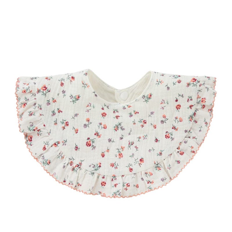 Nishine 4 pcs Unisex Baby Muslin Bandana Drool Bibs 360 Degree Rotatable Cotton Teething Feeding Drooling Bibs for Boy Girl (flower set) - Image 3