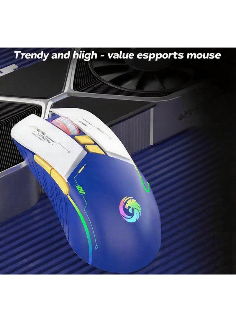 إتش إكس إس جيه ماوس ألعاب لاسلكي - ثلاثي الوضع (بلوتوث/2.4G/سلكي)، دقة DPI، إضاءة RGB، خفيف الوزن 65 جرام، شحن بطارية  ساعة، أزرار قابلة للبرمجة لأجهزة PC/MAC - مخصص للإسبورت - Image 2