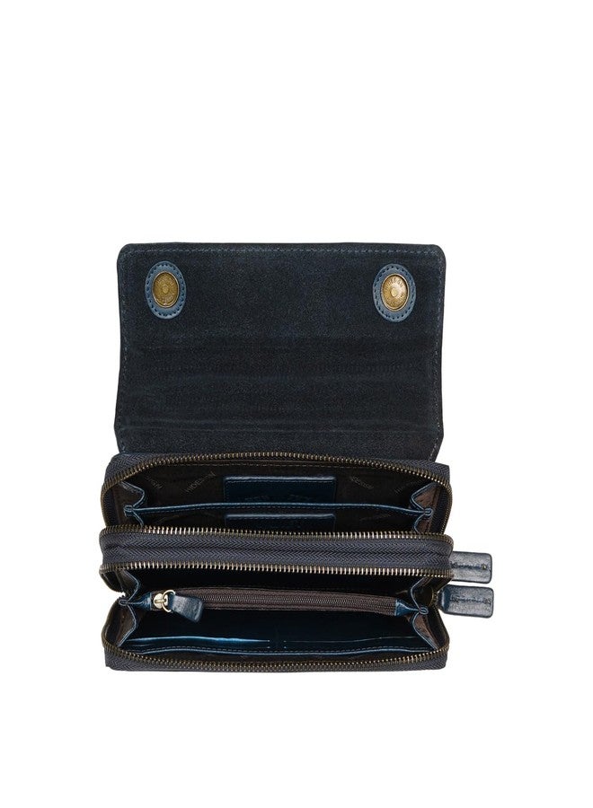Hidesign ANDOVER W4 Genuine Leather Men's Blue Zip Around Wallet - Image 4
