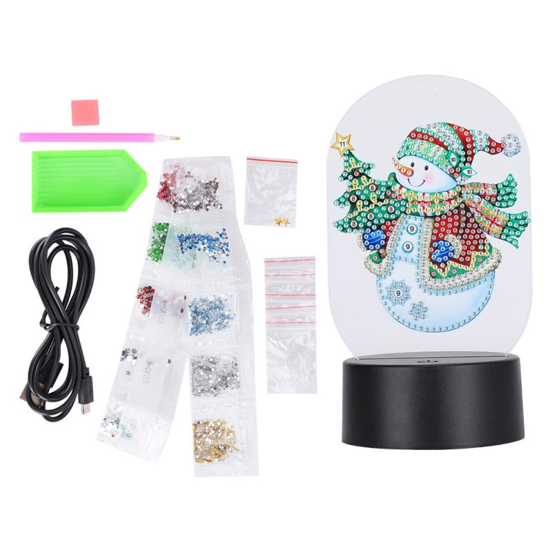 Diamond Painting Night Light 7 Colors DIY Kit Sparkling Resin Sequins - Touch Sensor LED Lamp for Bedside Table Decor - Image 1