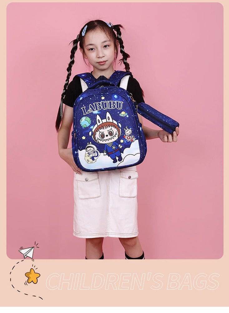 LABUBU Children's Schoolbag, Kindergarten,Primary SchoolCute Cartoon Schoolbag, Boys and Girls, Lightening Backpack, 35*28*12cm + Free Pencil Case - Image 2