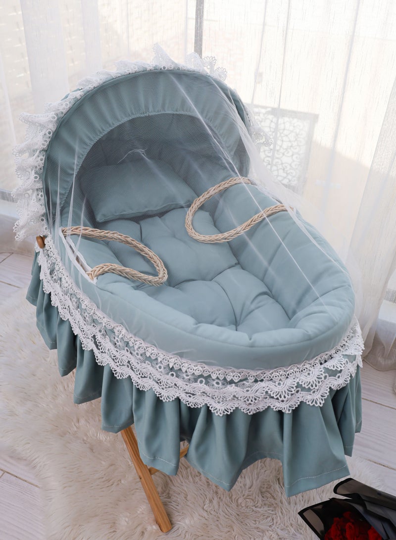 Baby Moses Basket Cradle With Rocking Stand, Tiffany Color - Image 2
