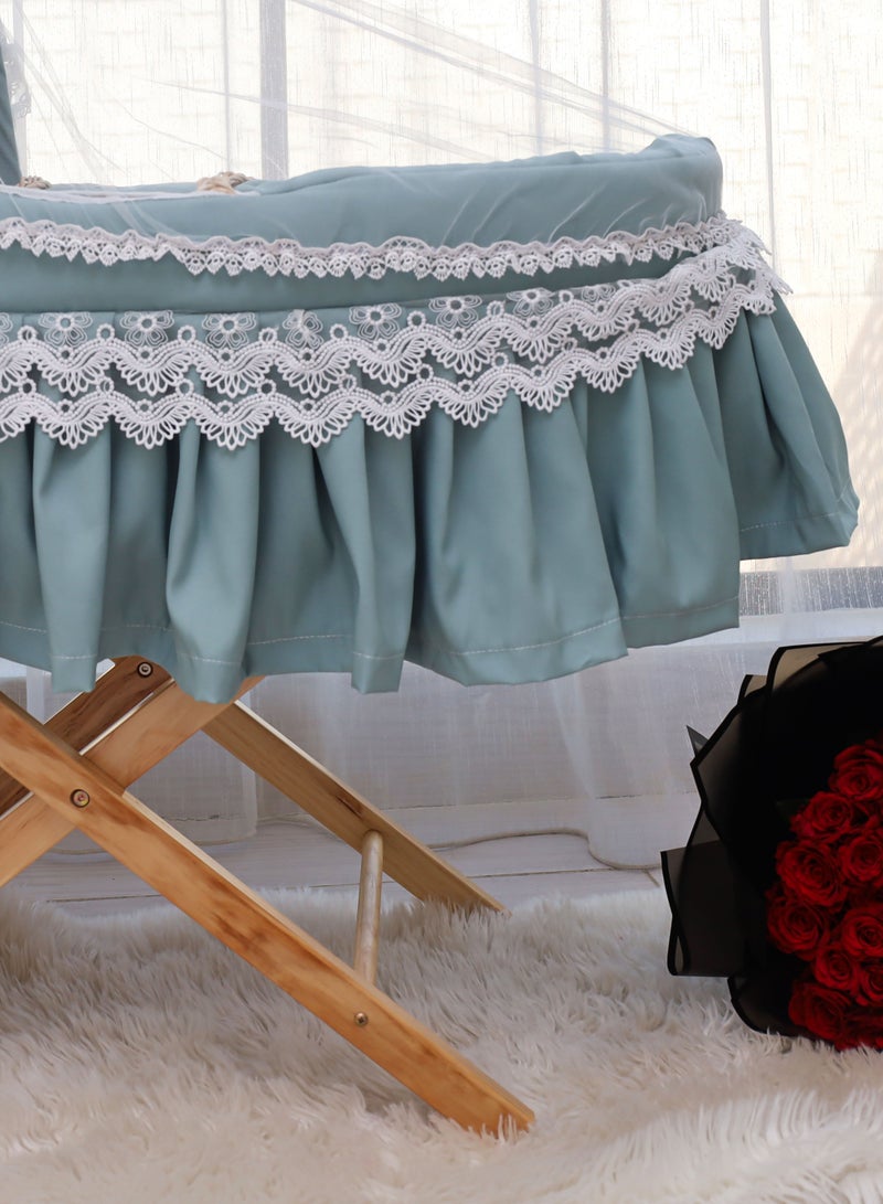 Baby Moses Basket Cradle With Rocking Stand, Tiffany Color - Image 5