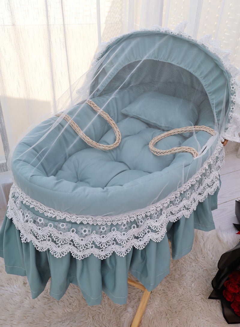 Baby Moses Basket Cradle With Rocking Stand, Tiffany Color - Image 3