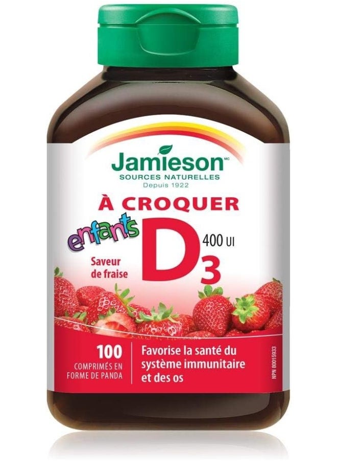 Jamieson Chewable Vitamin D For Kids - Strawberry-100 Tabs  - Image 2