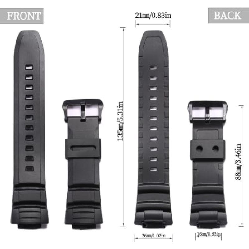 Resin Watch Band 13.5 x 1.6 x 0.4 cm Replacement Strap Compatible with Casio MCW100H WS220 - Durable Natural Resin Build Waterproof Watch Strap for Men Sports - Image 3