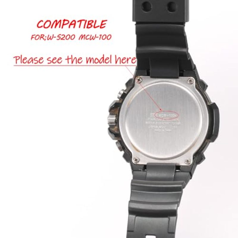 Resin Watch Band 13.5 x 1.6 x 0.4 cm Replacement Strap Compatible with Casio MCW100H WS220 - Durable Natural Resin Build Waterproof Watch Strap for Men Sports - Image 2