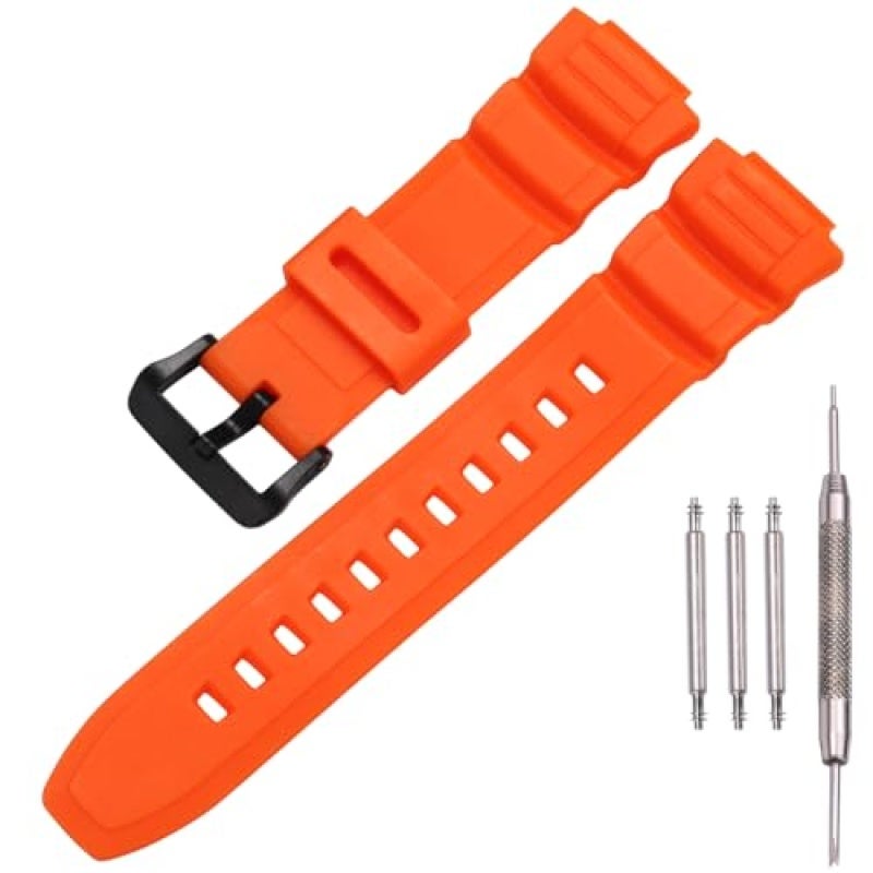 Resin Watch Band 13.5 x 1.6 x 0.4 cm Replacement Strap Compatible with Casio MCW100H WS220 - Durable Natural Resin Build Waterproof Watch Strap for Men Sports - Image 1