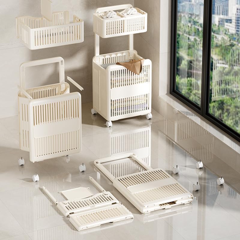 XVersion Laundry basket with Wheels (Almond White) - Image 4