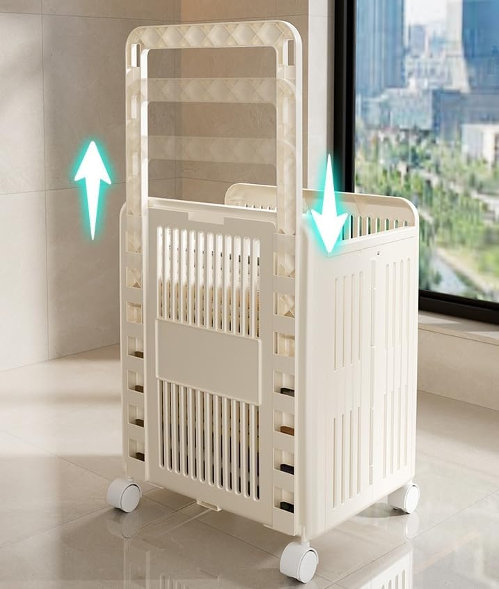 XVersion Laundry basket with Wheels (Almond White) - Image 5