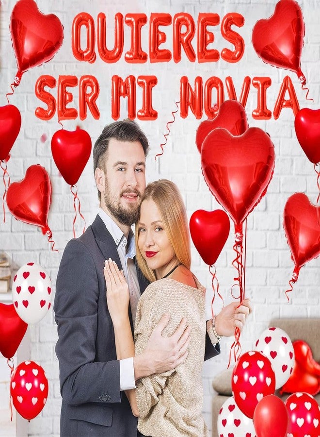 LUDEOU QUIERES SER MI NOVIA Ballon- Red Will You Be My Girlfriend Balloons - Quieres Ser Mi Novia Balloons 1000pcs Artificial Rose Petals Heart Ballon for Birthday Love Anniversary Decorations - Image 3