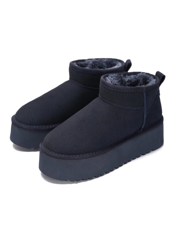 Project Cloud 100% Genuine Leather Ankle Boots for Women - Anti-Slip Memory Foam Insole Womens Boots - Lightweight Winter Womens Shoes, Ankle Booties for Women (Huggy), Navy Suede, 7 - Image 1