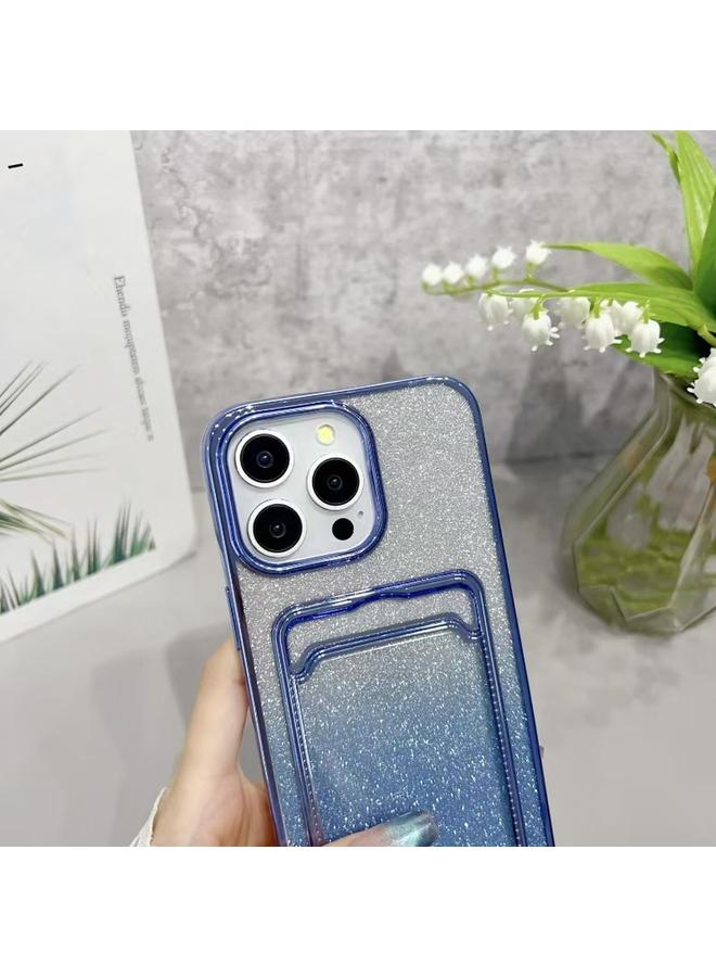 S-TOP Case For iPhone 13 / 14 Plating Gradient Glitter TPU Phone Case with Card Slot & Strap - Image 5