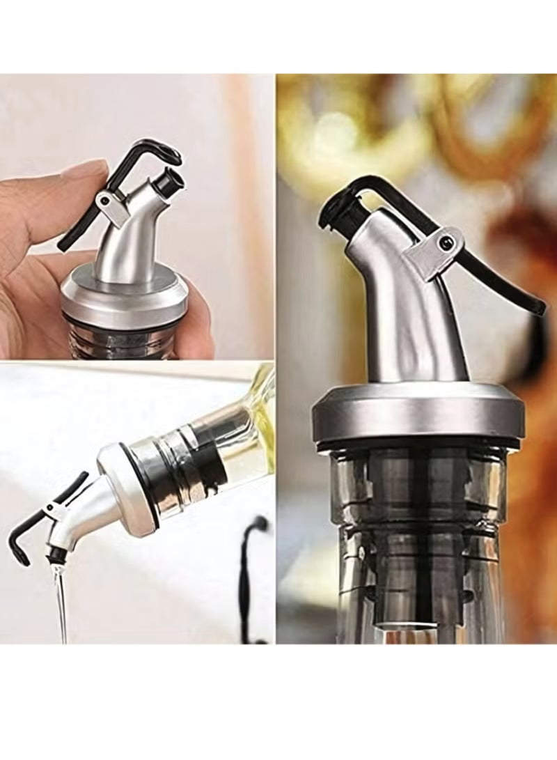 ECVV 2Pcs Glass Oil Bottle And Vinegar Pouring Dispenser, Condiment Set, Cruet, Seasoning For Dining Table Kitchen, Airtight Non-Drip Stoppers, Transparent (500Ml) - Image 2