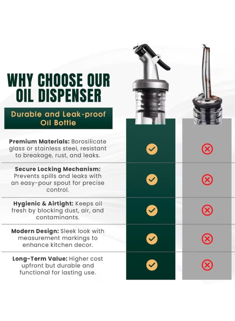 ECVV 2Pcs Glass Oil Bottle And Vinegar Pouring Dispenser, Condiment Set, Cruet, Seasoning For Dining Table Kitchen, Airtight Non-Drip Stoppers, Transparent (500Ml) - Image 5