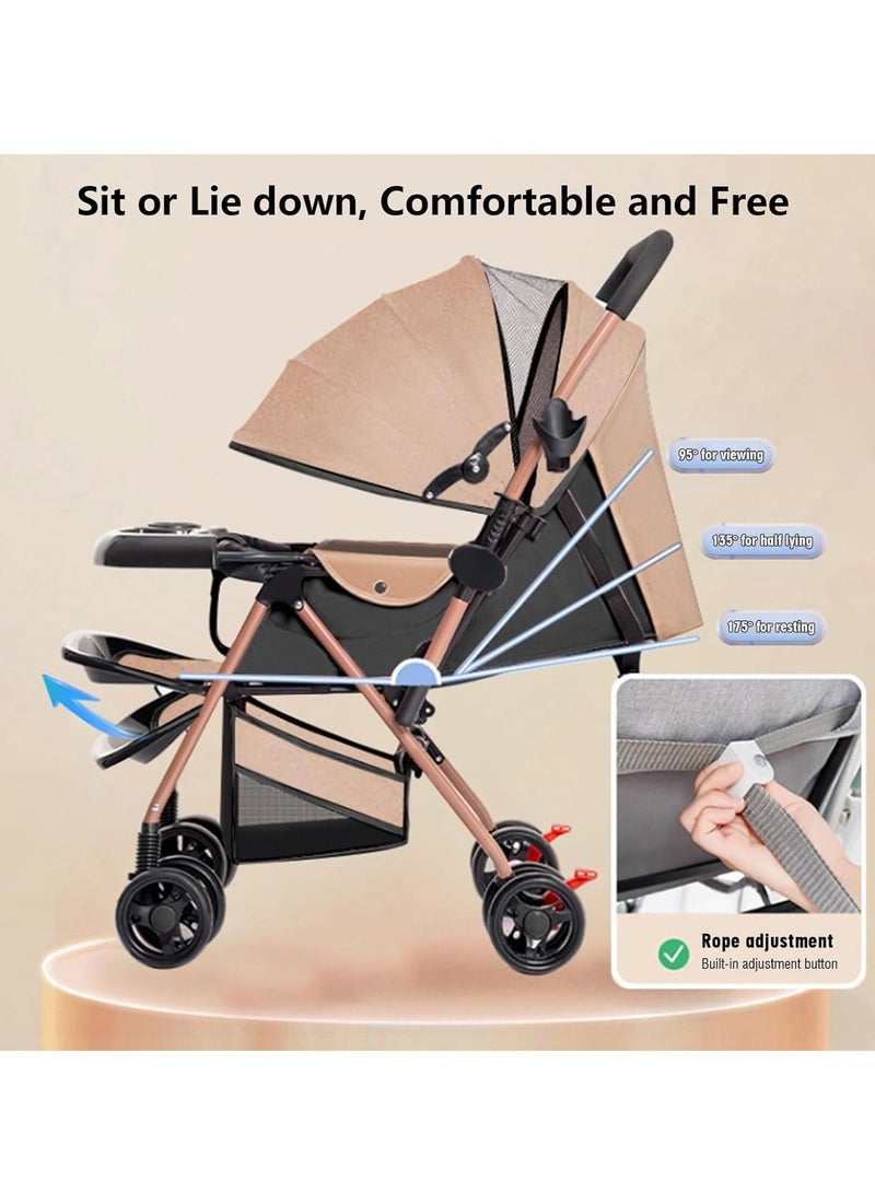 بيبي لاند عربة اطفال خفيفة الوزن قابلة للطي باتجاهين، عربة مظلة للسفر، عربات اطفال وعربات اطفال مع سلة تخزين كبيرة ومظلة، مقعد امالة، صينية اطفال، صغيرة للسفر - Image 5