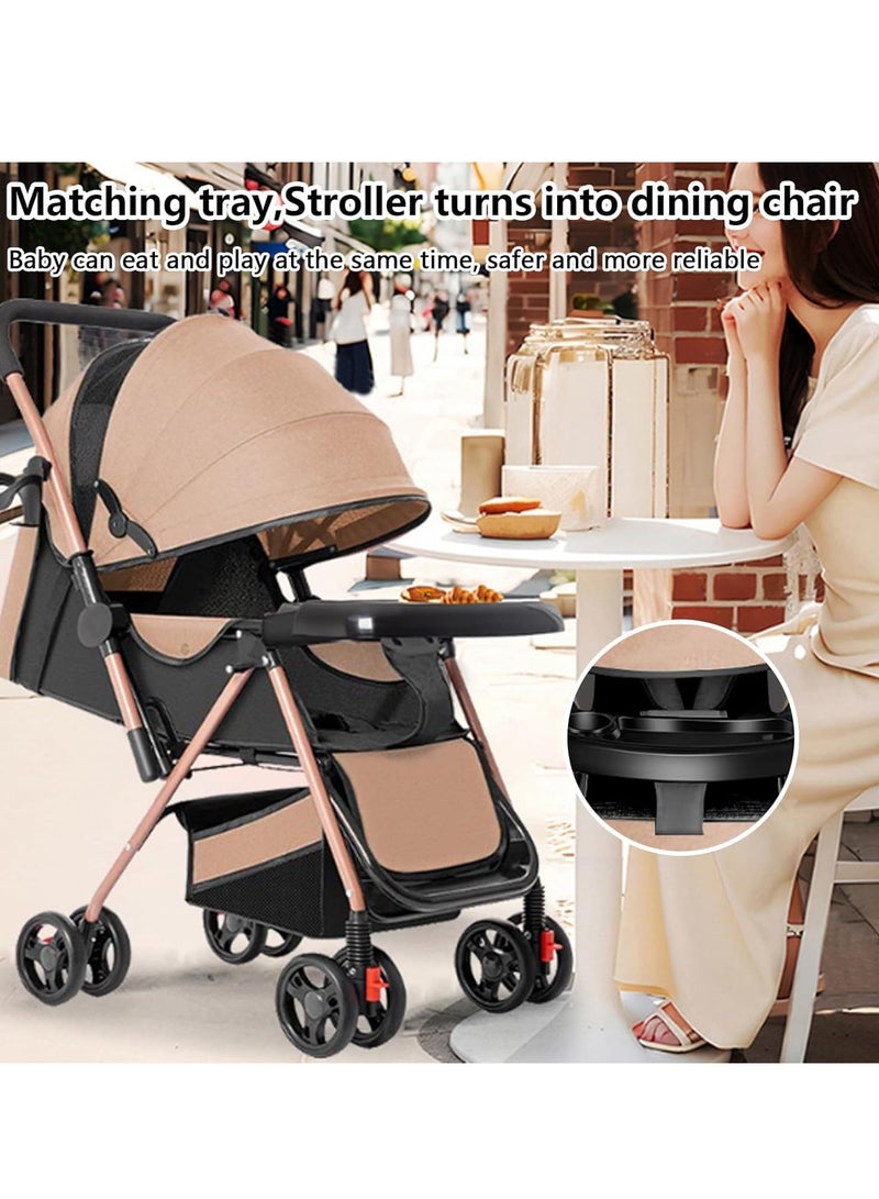 بيبي لاند عربة اطفال خفيفة الوزن قابلة للطي باتجاهين، عربة مظلة للسفر، عربات اطفال وعربات اطفال مع سلة تخزين كبيرة ومظلة، مقعد امالة، صينية اطفال، صغيرة للسفر - Image 4