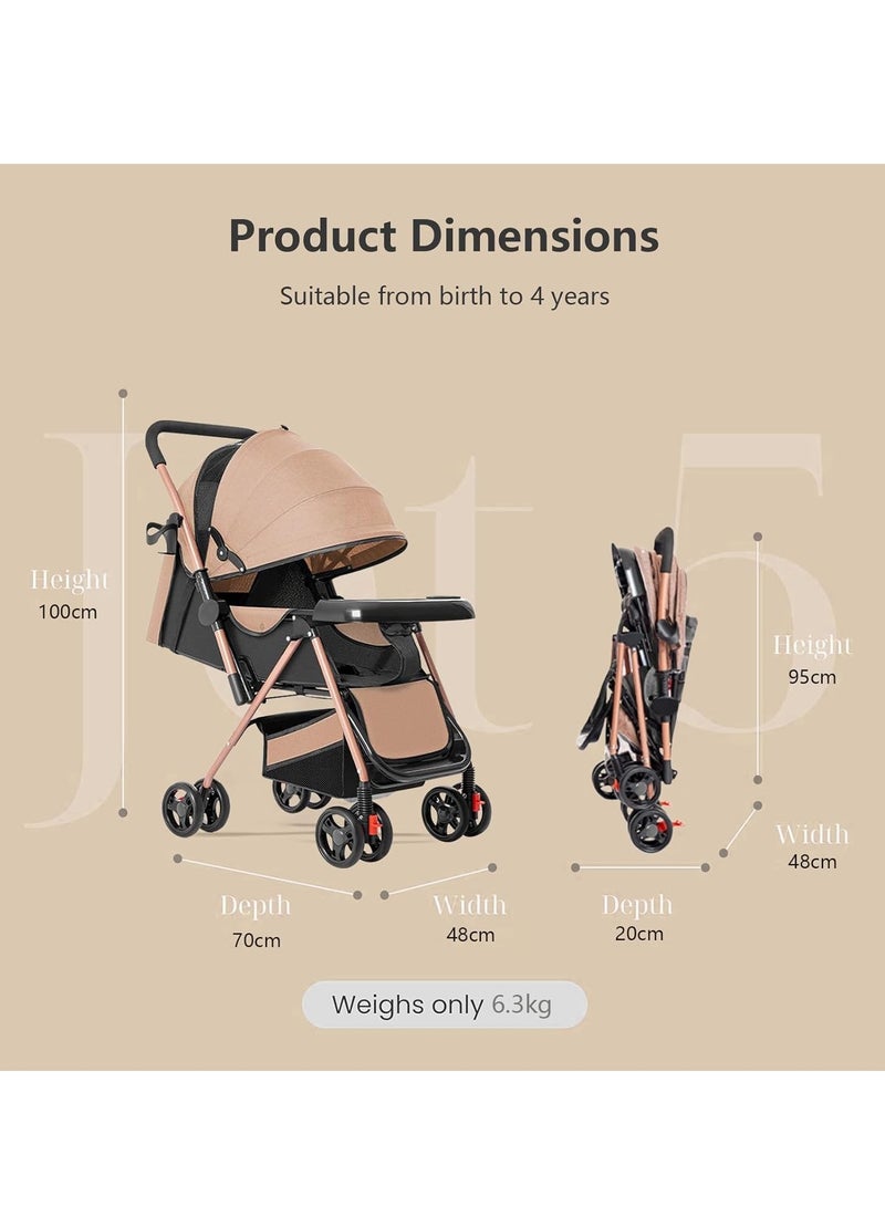 بيبي لاند عربة اطفال خفيفة الوزن قابلة للطي باتجاهين، عربة مظلة للسفر، عربات اطفال وعربات اطفال مع سلة تخزين كبيرة ومظلة، مقعد امالة، صينية اطفال، صغيرة للسفر - Image 2