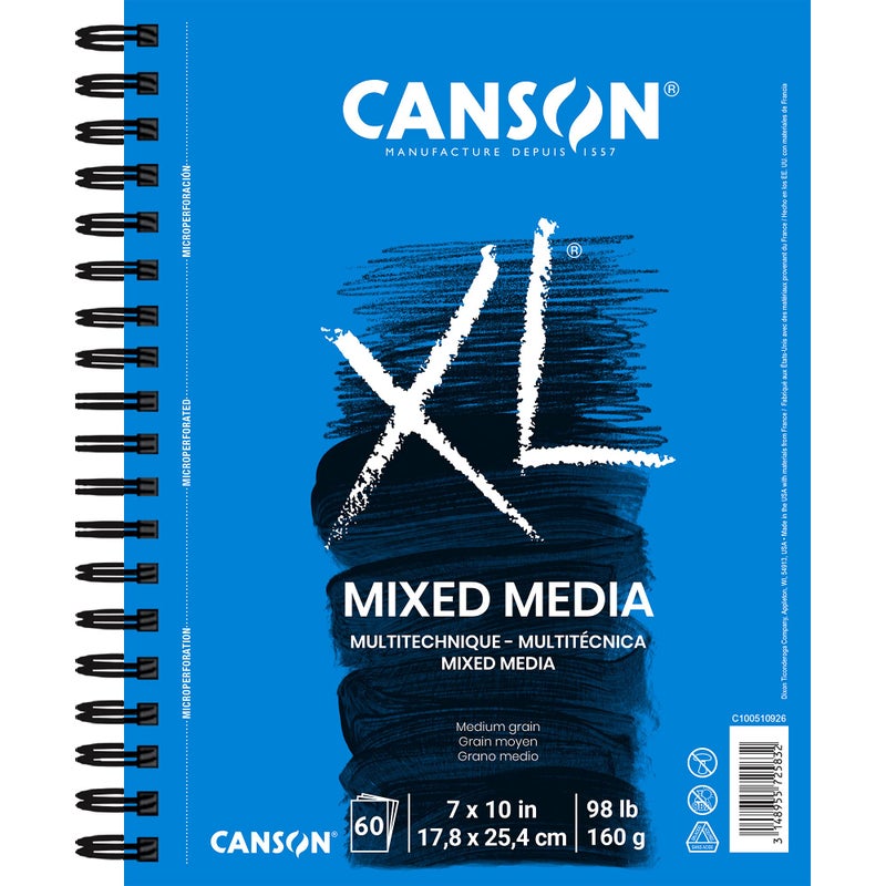 Canson XL Series Mixed Media Pad, Side Wire, 7x10 inches, 60 Sheets â€“ Heavyweight Art Paper for Watercolor, Gouache, Marker, Painting, Drawing, Sketching - Image 1