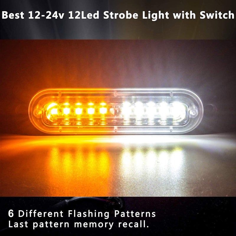 أضواء LED للطوارئ للشاحنات والمركبات وسيارات الدفع الرباعي، 12-24 فولت، 8 قطع، تحذير طوارئ، حذر، خطر، بناء، فائقة النحافة، متزامنة مع صندوق تحكم، تركيب سطحي (أبيض كهرماني) - Image 5