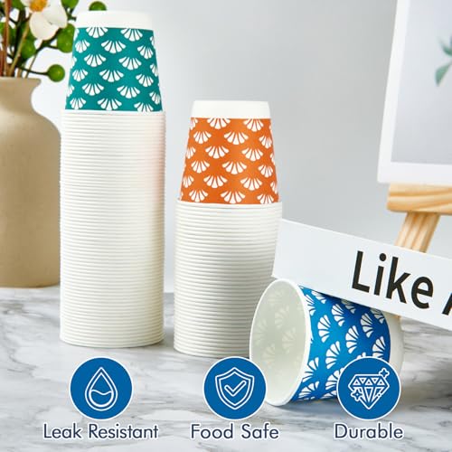 JollyPack 1200 Pack 3 oz Disposable Bathroom Paper Cups, Small Mouthwash Cups in Orange, Blue, and Green, Great for Candy, Biscuits, Bathroom Use, Parties, Picnics, and Travel - Image 4